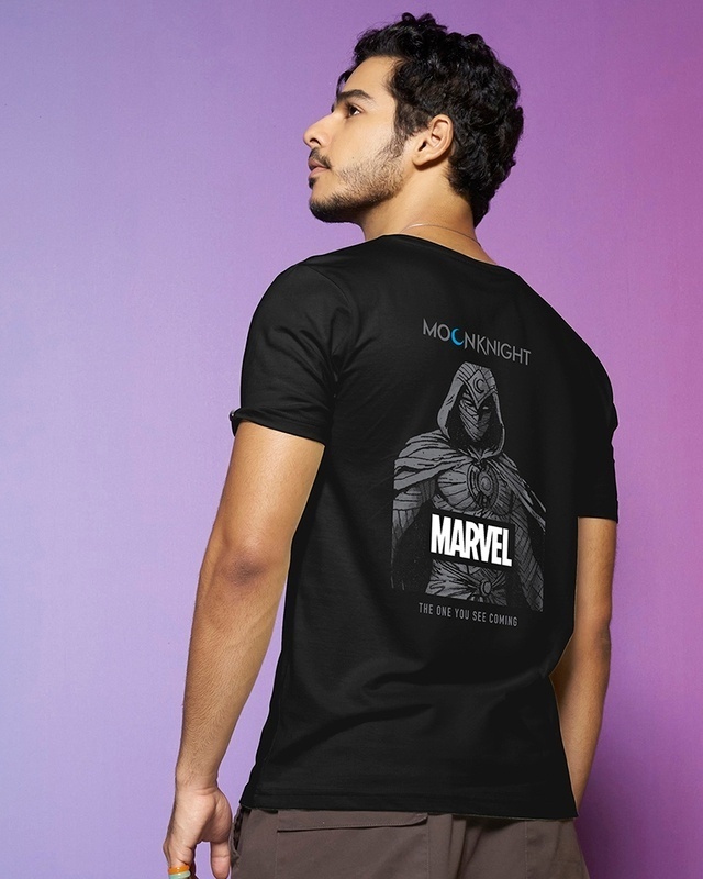 Shop Men's Black Marvel Moon Knight Graphic Printed T-shirt-Front