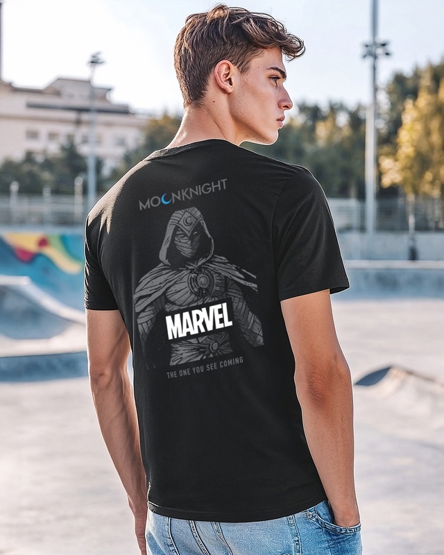 Shop Men's Black Marvel Moon Knight Graphic Printed T-shirt-Front