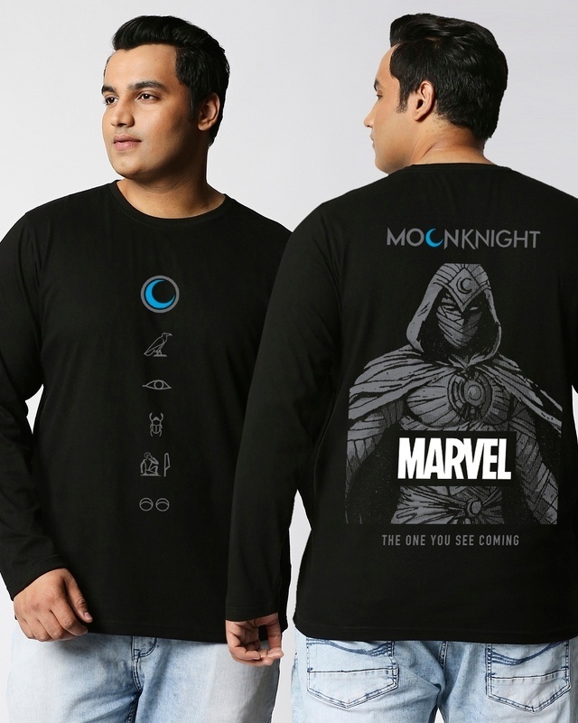 Shop Men's Black Marvel's Moon Knight Graphic Printed Plus Size T-shirt-Front