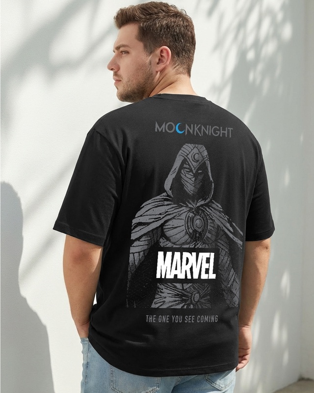 Men's Black Marvel's Moon Knight Graphic Printed Plus Size T-shirt-Front Bewakoof Shop Men's Black Marvel's Moon Knight Graphic Printed Plus Size T-shirt-Front