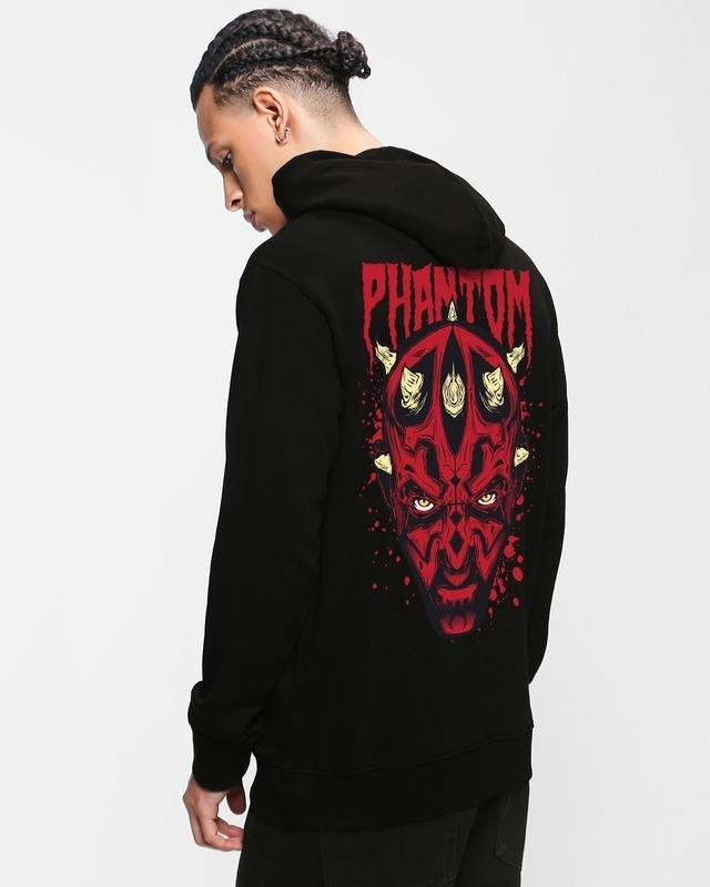 Shop Men's Black Maul Graphic Printed Oversized Hoodies-Front