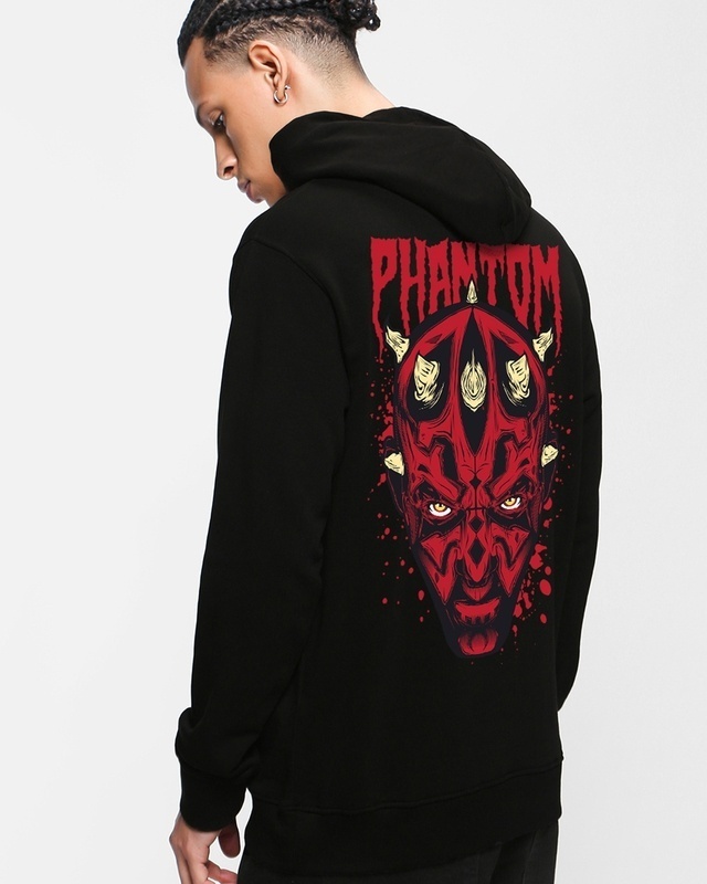 Shop Men's Black Maul Graphic Printed Oversized Hoodies-Front