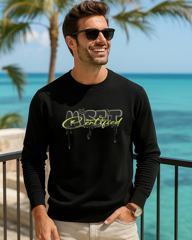 Shop Men's Black Misfit Typography Sweatshirt-Front