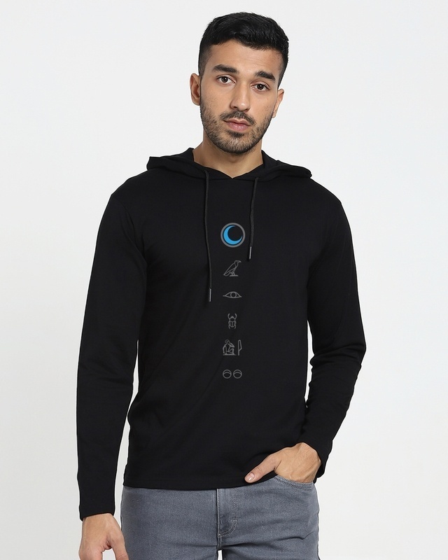 Shop Men's Black Moon Knight Graphic Printed Hoodie T-shirt-Front