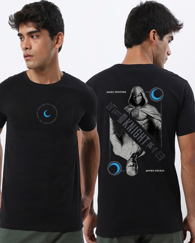 Shop Men's Black Moon Knight X Mr. Knight Back Graphic Printed T-shirt-Front