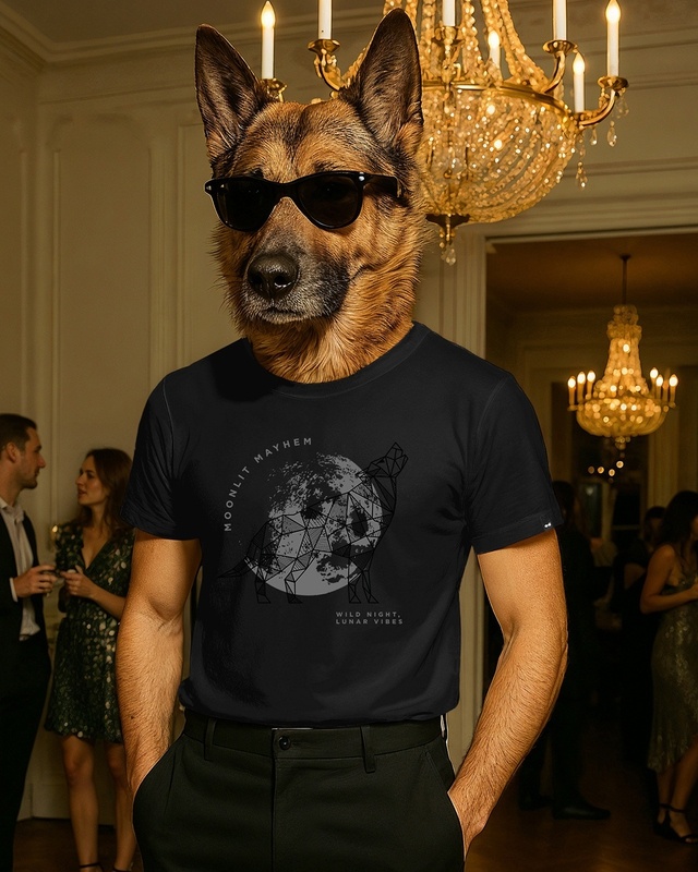 Shop Men's Black Moon Lit Graphic Printed T-shirt-Front