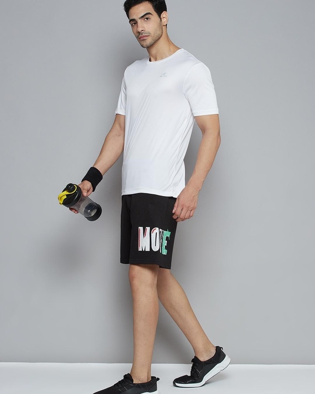 Shop Men's Black Move Typography Slim Fit Shorts-Front
