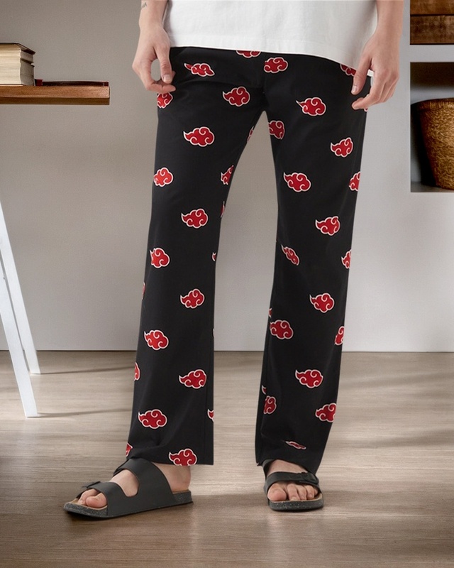 Shop Men's Black Naruto All Over Printed Pyjamas-Front
