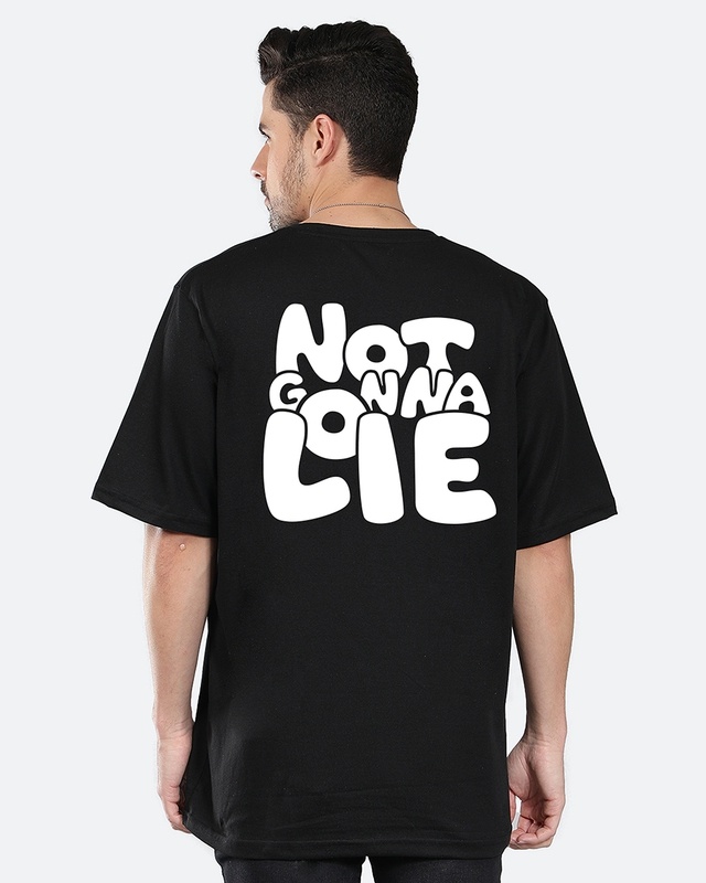 Shop Men's Black NGL Typography Oversized T-shirt-Front