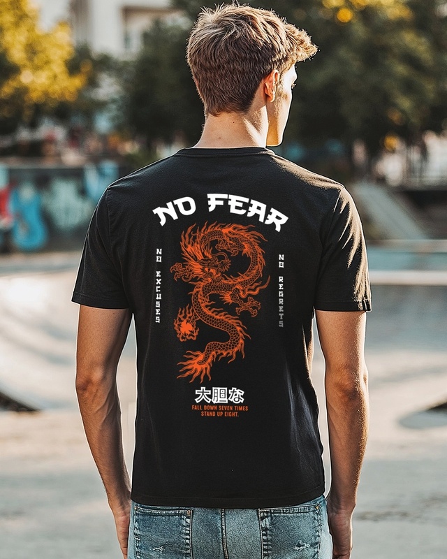 Shop Men's Black No Fear Graphic Printed T-shirt-Front