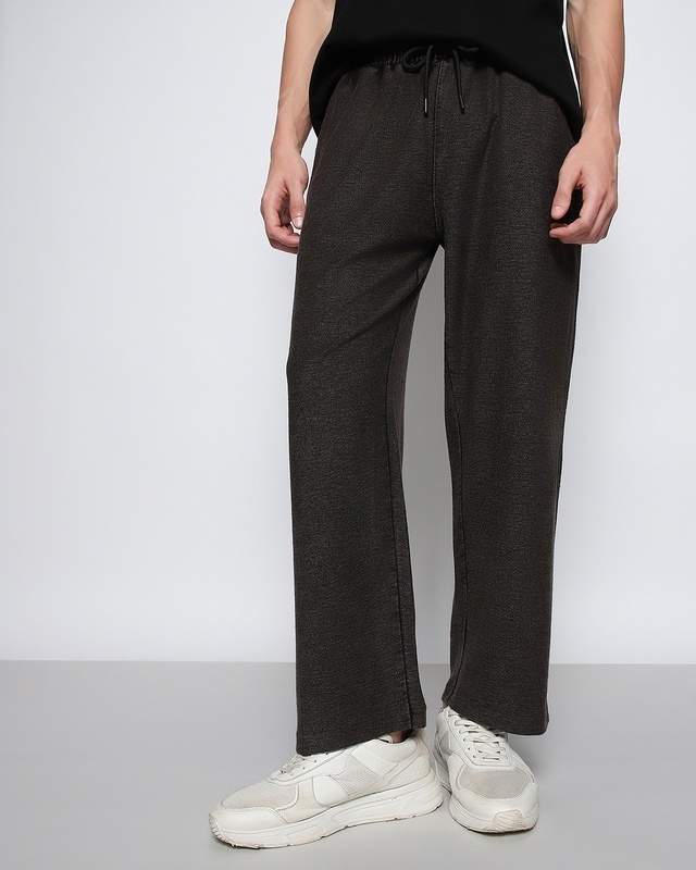 Shop Men's Black Over Dyed Oversized Pants-Front