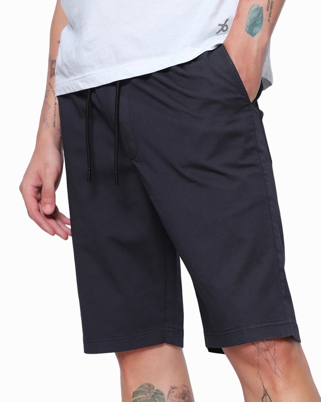 Shop Men's Black Over Dyed Shorts-Front