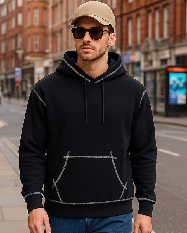 Shop Men's Black Oversized Hoodies-Front