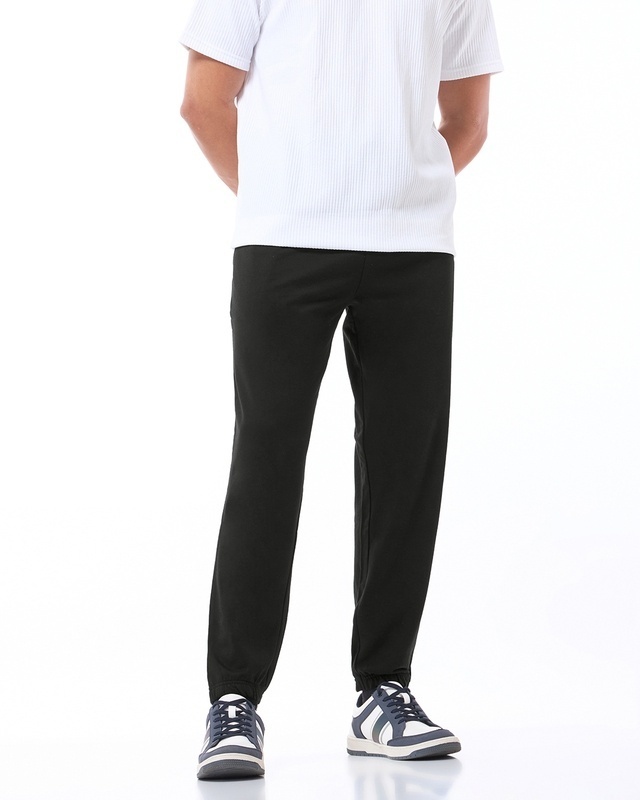 Shop Men's Black Oversized Joggers-Front