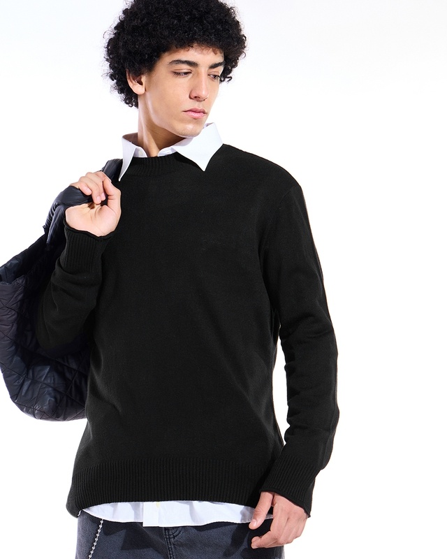 Shop Men's Black Oversized Sweater-Front