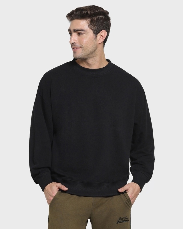 Shop Men's Black Oversized Sweatshirt-Front
