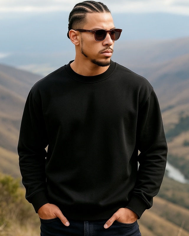 Shop Men's Black Oversized Sweatshirt-Front