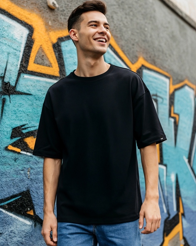 Shop Men's Black Oversized T-shirt-Front