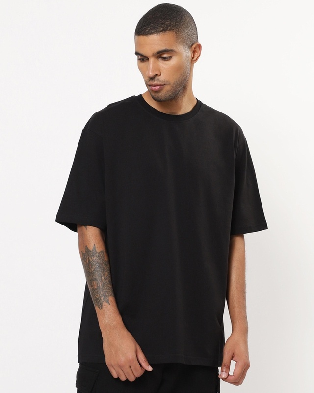Shop Men's Black Oversized T-shirt-Front