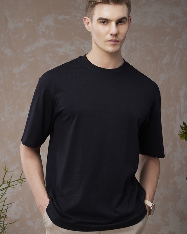 Shop Men's Black Oversized T-shirt-Front