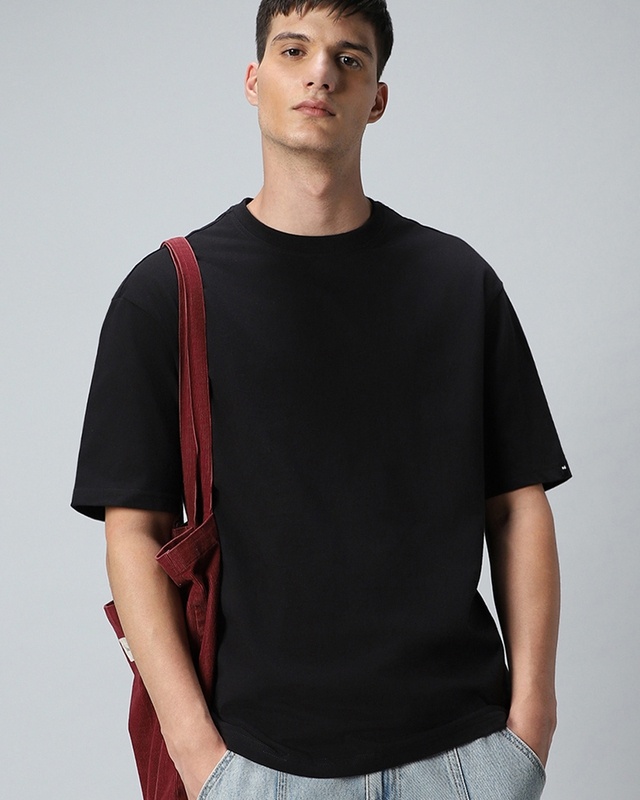 Shop Men's Black Oversized T-shirt-Front