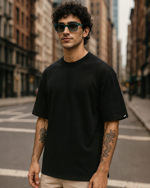 Shop Men's Black Oversized T-shirt-Front