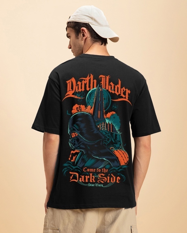 Shop Men's Black Come to the Dark Side Graphic Printed Oversized T-shirt-Front