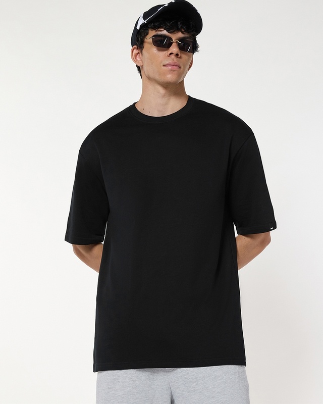 Shop Men's Black Oversized T-shirt-Front
