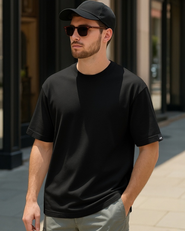 Shop Men's Black Oversized T-shirt-Front