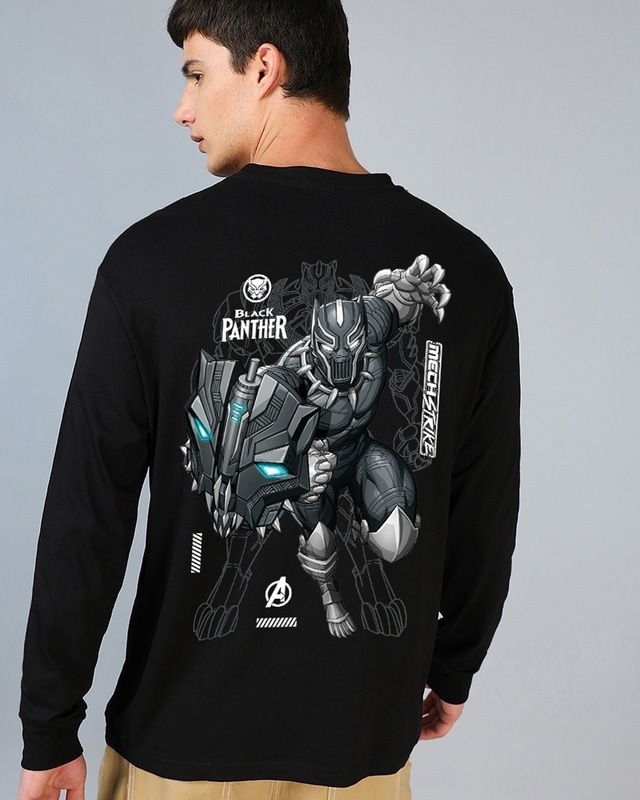 Shop Men's Black Panther Graphic Printed Oversized T-shirt-Front