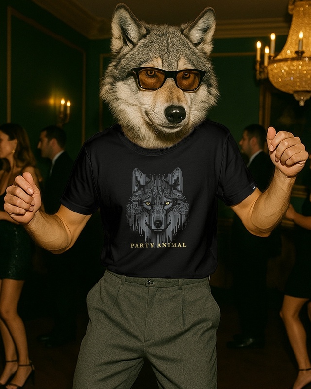 Shop Men's Black Party Animal Graphic Printed T-shirt-Front