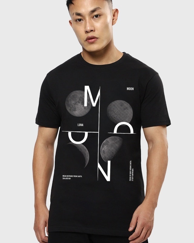 Shop Men's Black Phases Graphic Printed T-shirt-Front