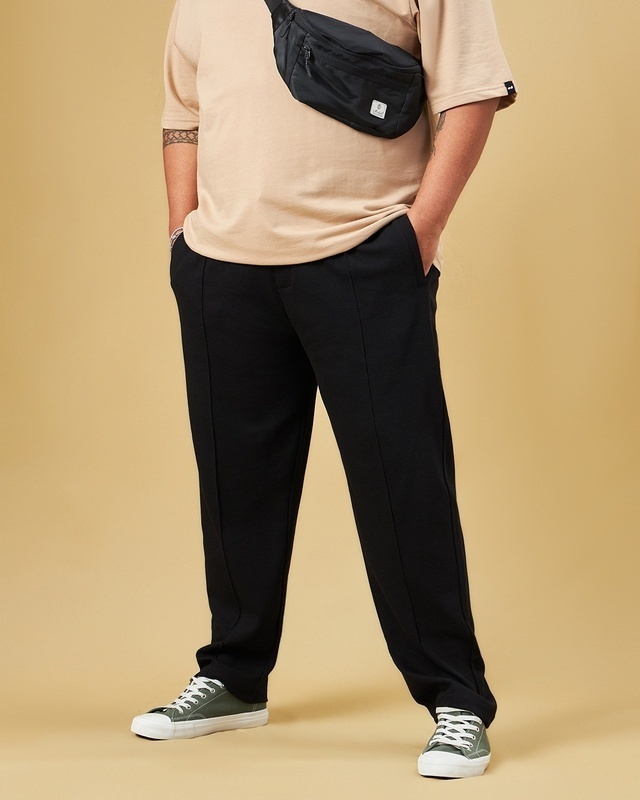 Shop Men's Black Plus Size Track Pants-Front