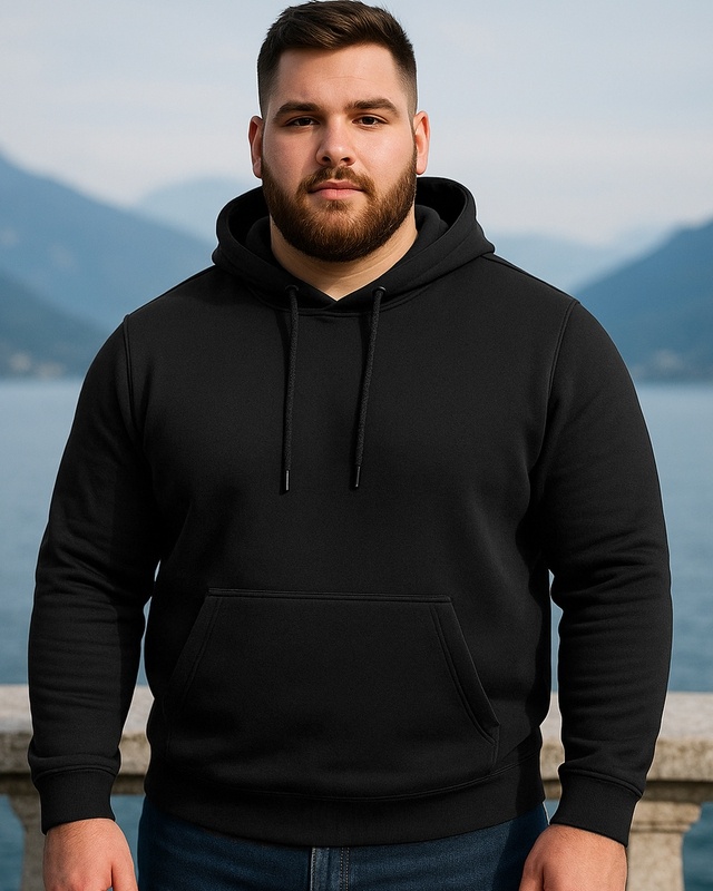 Shop Men's Black Plus Size Hoodies-Front