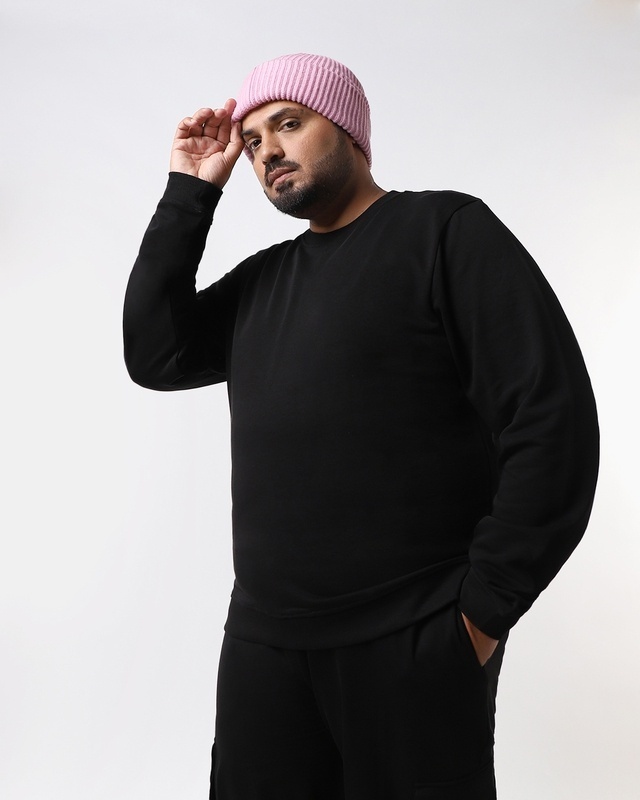 Shop Men's Black Plus Size Sweatshirt-Front