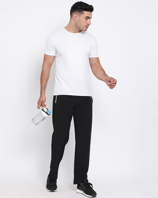 Shop Men's Black Polyester Track Pants-Front