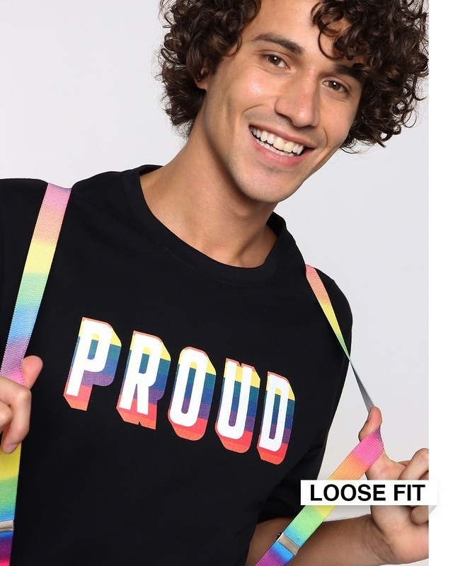 Shop Men's Black Proud Typography Oversized T-shirt-Front