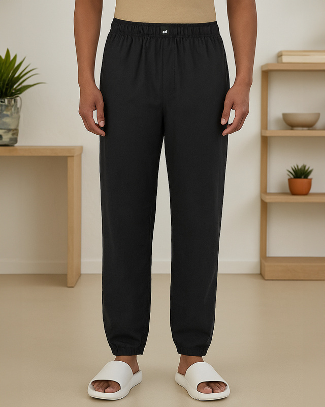 Shop Men's Black Pyjamas-Front