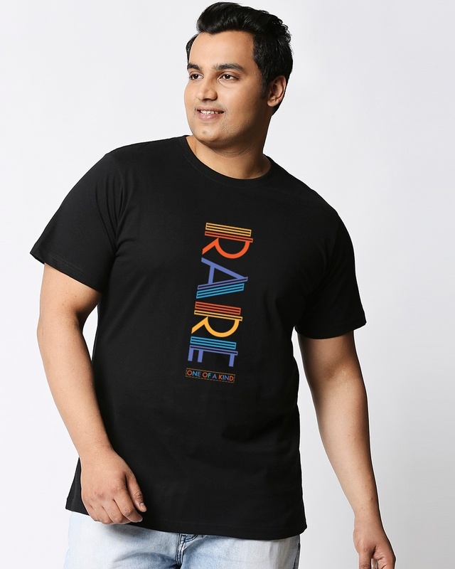 Shop Men's Black Rare AF Typography Plus Size T-shirt-Front