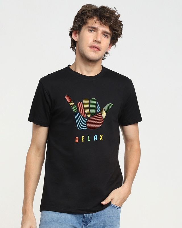 Shop Men's Black Relax T-shirt-Front