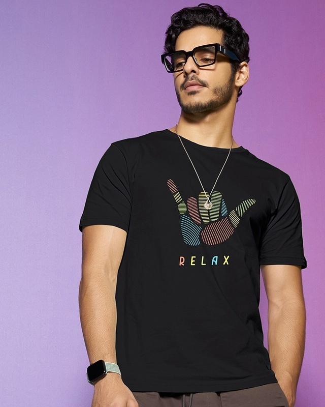 Shop Men's Black Relax T-shirt-Front