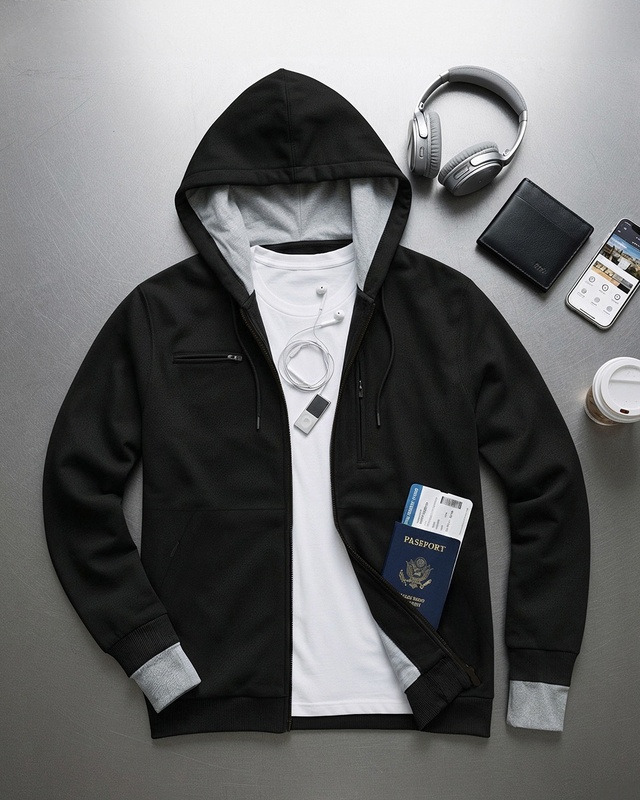 Shop Men's Black Airport Hoodie-Front