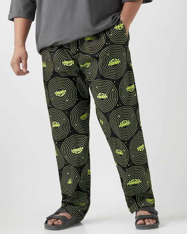 Shop Men's Black Rick & Morty All Over Printed Plus Size Pyjamas-Front