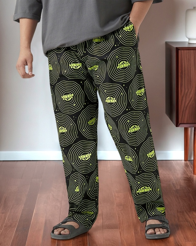Shop Men's Black Rick & Morty All Over Printed Plus Size Pyjamas-Front