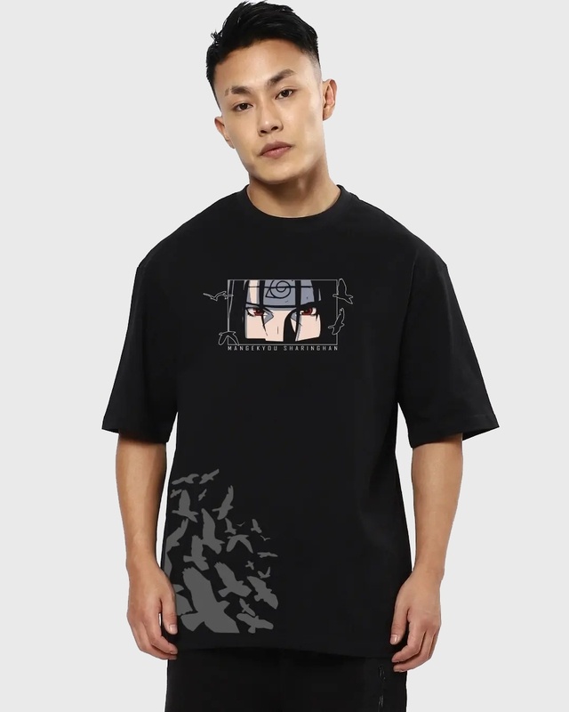 Shop Men's Black Sacrifice Graphic Printed Oversized T-shirt-Front