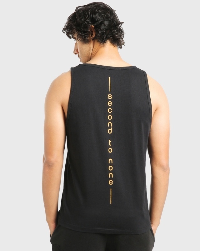 Shop Men's Black Second to None Typography Oversized Vest-Front
