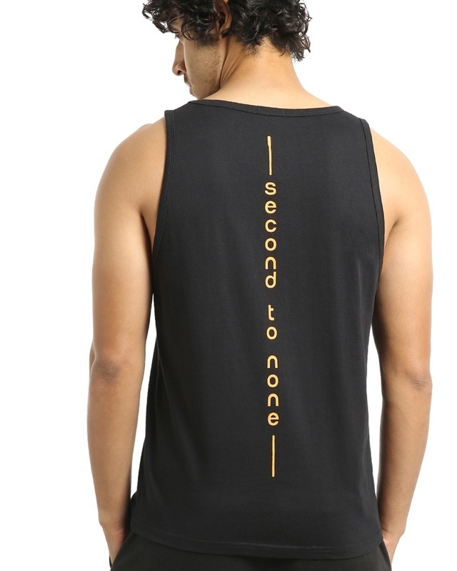 Shop Men's Black Second to None Typography Oversized Vest-Front