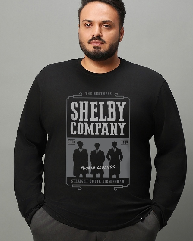 Shop Men's Black Shelby Brother Graphic Printed Plus Size T-shirt-Front