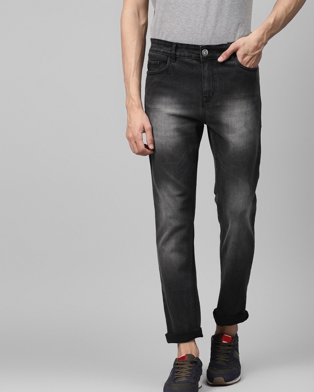 Shop Men's Black Slim Fit Jeans-Front