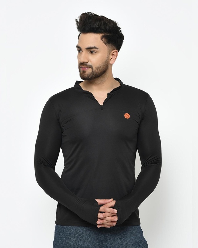 Shop Men's Black Slim Fit T-shirt-Front